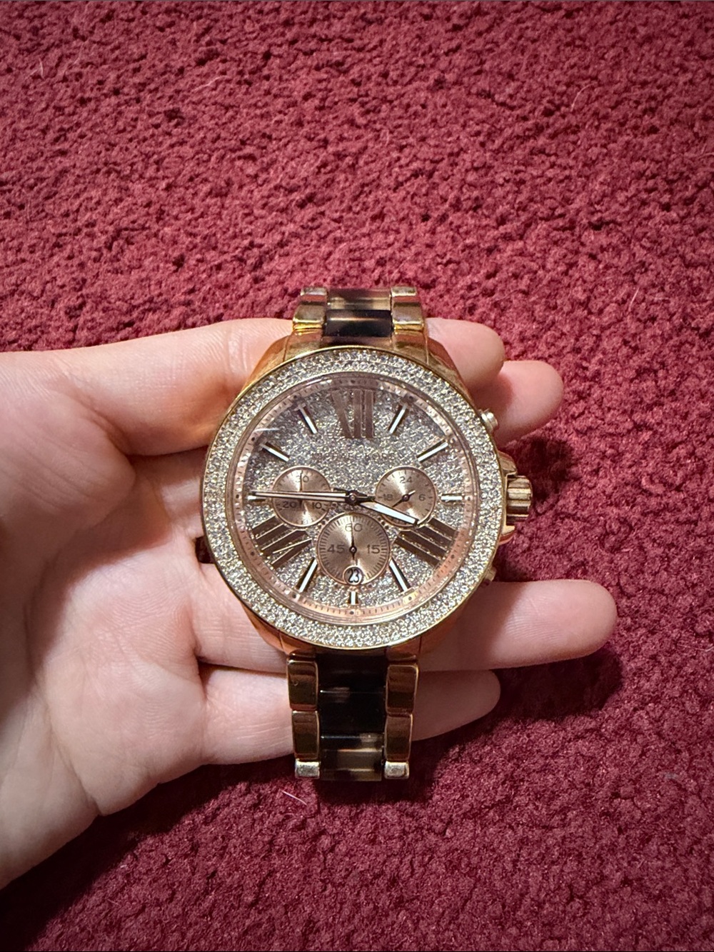 Michael Kors Women’s Rose Gold Crystal Accent Bracelet Watch